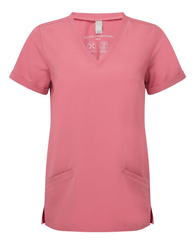 Onna NN310 - Women's Invincible V-Neck Stretch Scrub Top - Calm Pink