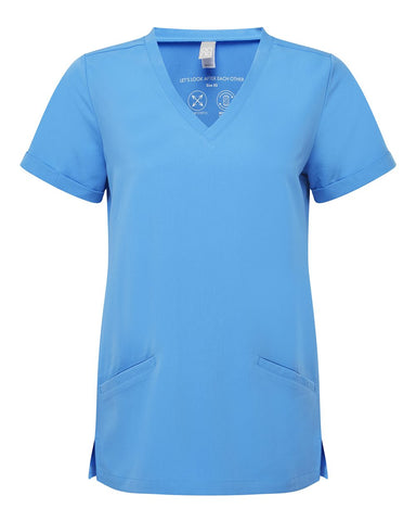 Onna NN310 - Women's Invincible V-Neck Stretch Scrub Top - Ceil Blue