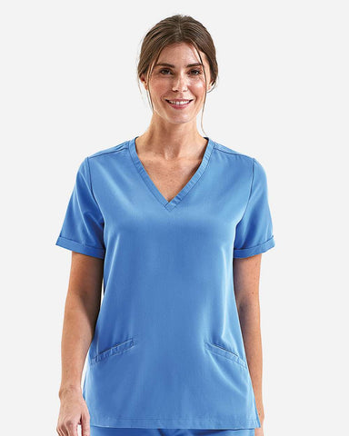 Onna NN310 - Women's Invincible V-Neck Stretch Scrub Top - Ceil Blue