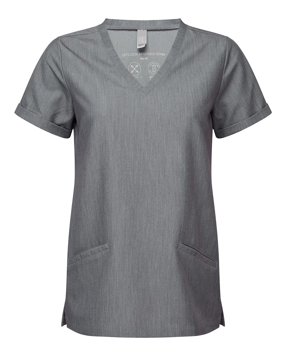 Onna NN310 - Women's Invincible V-Neck Stretch Scrub Top - Dynamo Grey