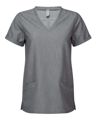 Onna NN310 - Women's Invincible V-Neck Stretch Scrub Top - Dynamo Grey