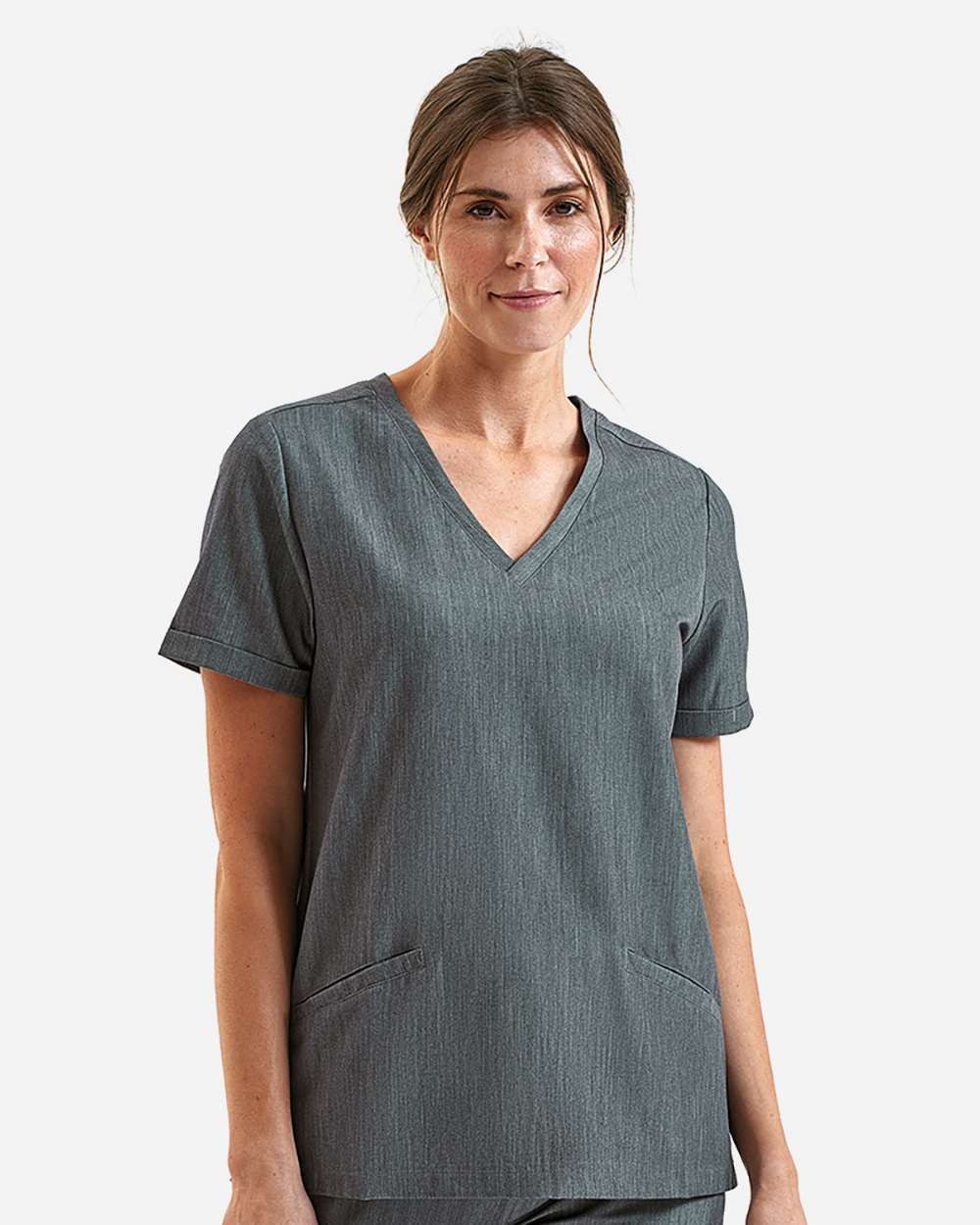 Onna NN310 - Women's Invincible V-Neck Stretch Scrub Top - Dynamo Grey