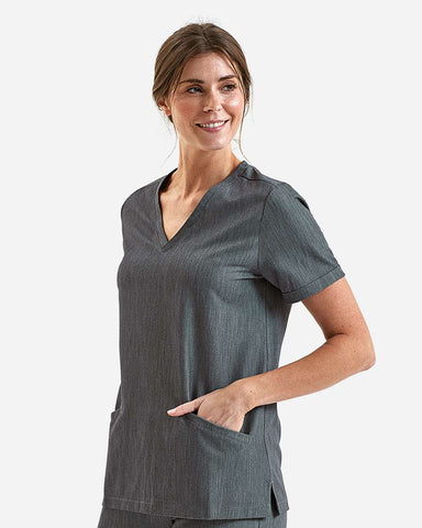 Onna NN310 - Women's Invincible V-Neck Stretch Scrub Top - Dynamo Grey