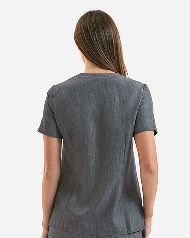 Onna NN300 - Women's Limitless V-Neck Stretch Scrub Top - Dynamo Grey