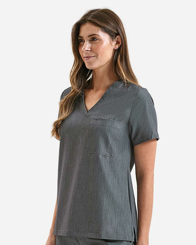 Onna NN300 - Women's Limitless V-Neck Stretch Scrub Top - Dynamo Grey