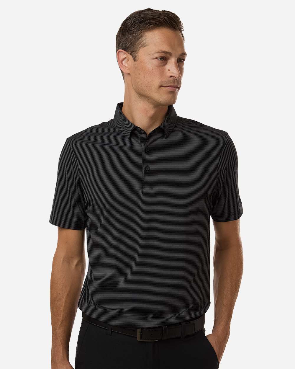 adidas A2026 - Men's Ultimate365 Pencil Stripe Climacool Polo - Carbon/ Black