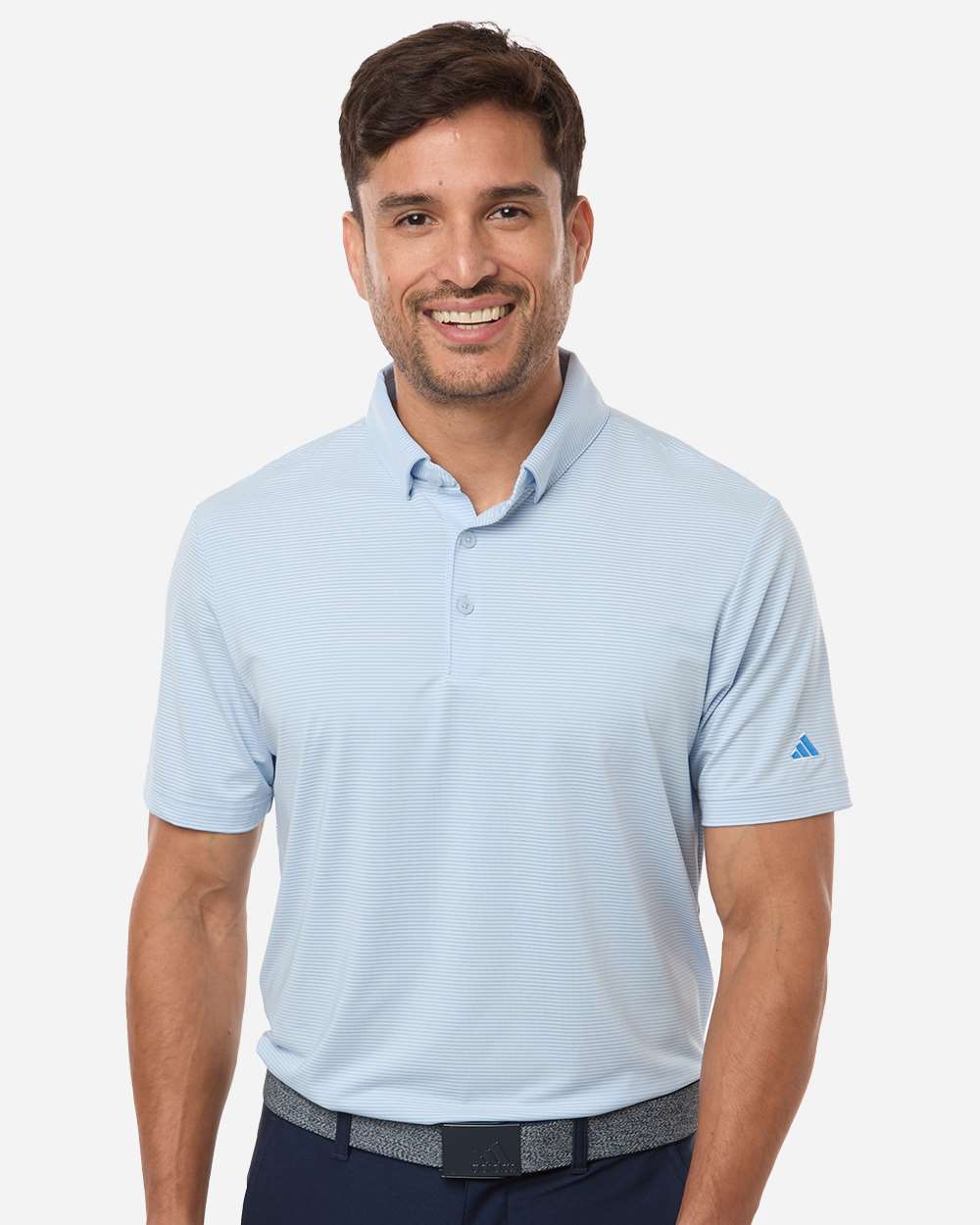 adidas A2026 - Men's Ultimate365 Pencil Stripe Climacool Polo - Crystal Sky/ Lucid Ray Blue