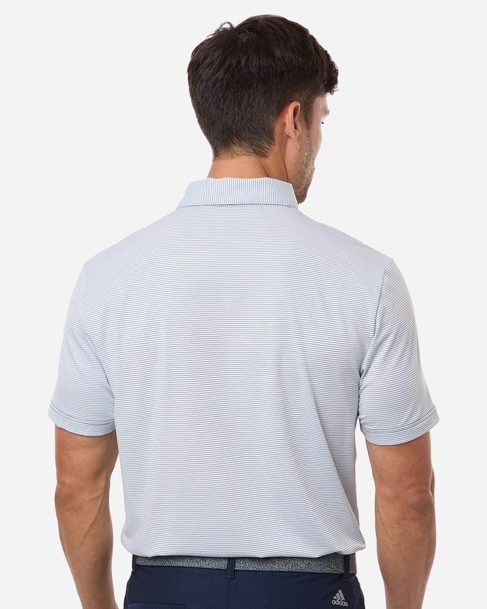 adidas A2026 - Men's Ultimate365 Pencil Stripe Climacool Polo - White/ Collegiate Navy