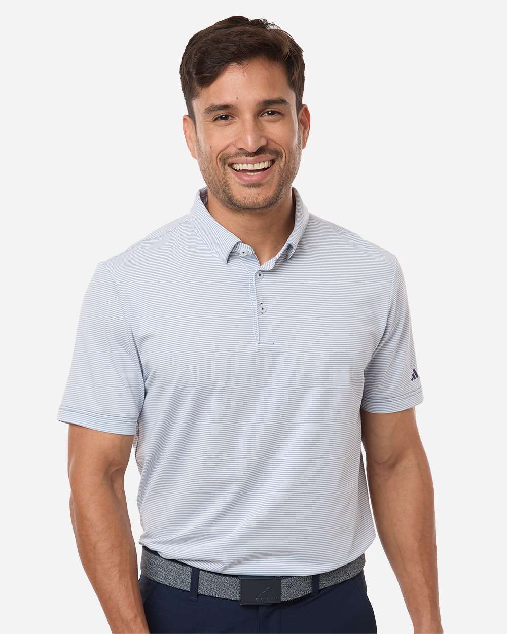 adidas A2026 - Men's Ultimate365 Pencil Stripe Climacool Polo - White/ Collegiate Navy