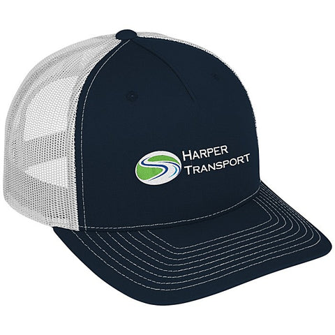 Richardson Five Panel Snapback Trucker Cap - Navy / White