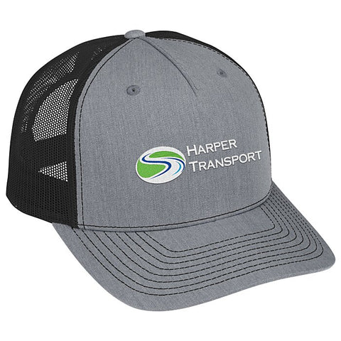 Richardson Five Panel Snapback Trucker Cap - Heather Gray / Black