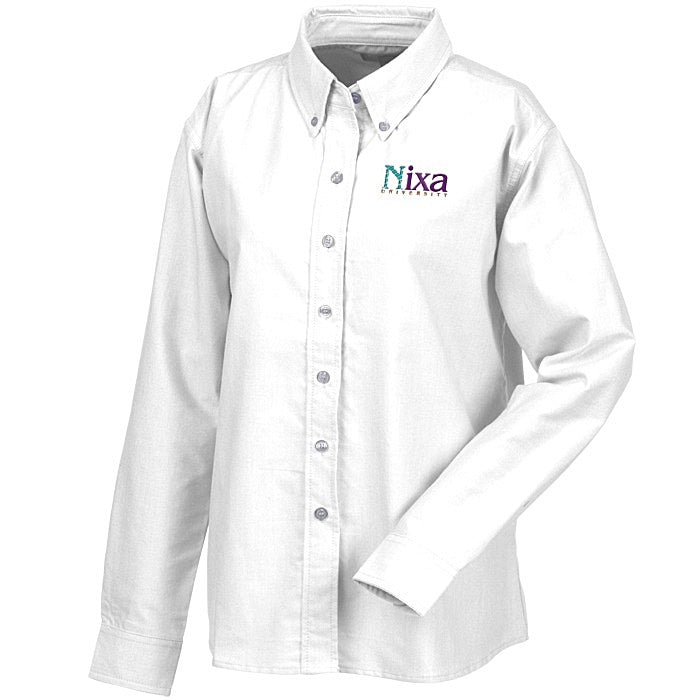 Blue Generation Long Sleeve Oxford - Ladies' - Solid - White