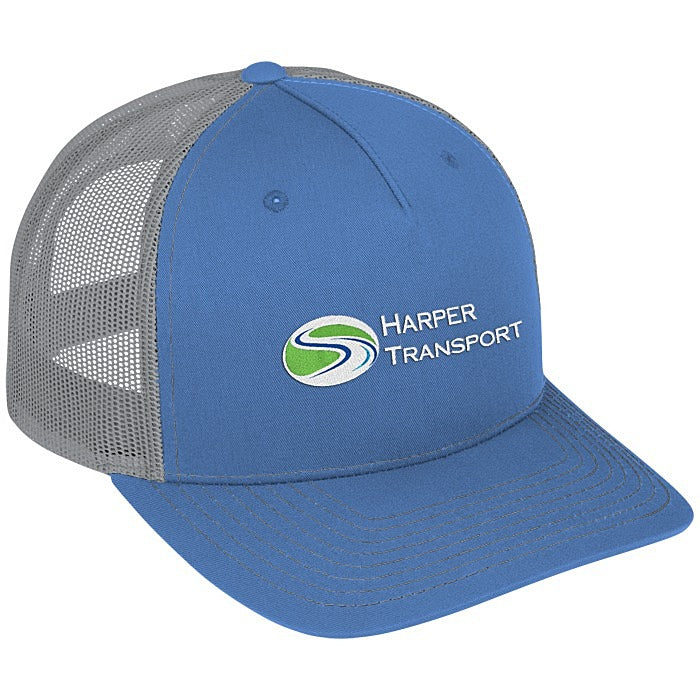 Richardson Five Panel Snapback Trucker Cap - Cobalt Blue / Gray