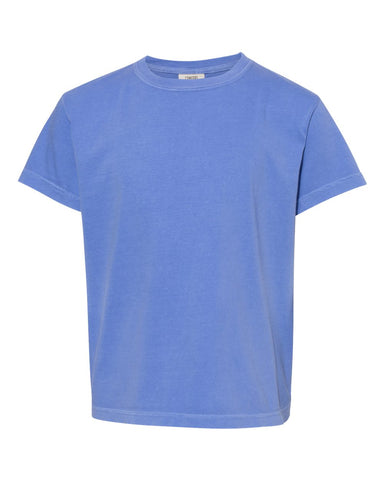 Comfort Colors 9018 - Youth Garment-Dyed Heavyweight T-Shirt - Flo Blue - Front