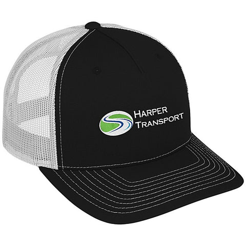 Richardson Five Panel Snapback Trucker Cap - Black / White