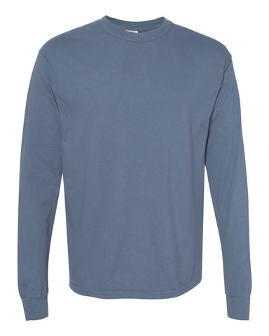 Comfort Colors 6014 - Unisex Garment-Dyed Heavyweight Long Sleeve T-Shirt - Blue Jean - Front