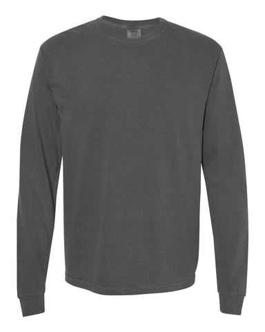 Comfort Colors 6014 - Unisex Garment-Dyed Heavyweight Long Sleeve T-Shirt - Pepper - Front