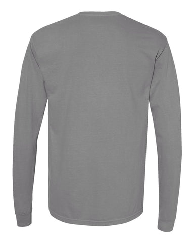 Comfort Colors 6014 - Unisex Garment-Dyed Heavyweight Long Sleeve T-Shirt - Grey - Back