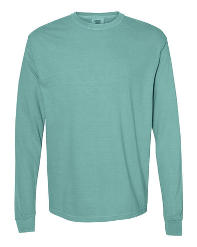 Comfort Colors 6014 - Unisex Garment-Dyed Heavyweight Long Sleeve T-Shirt - Seafoam - Front
