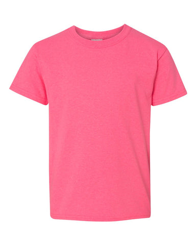 Gildan 5000B - Youth Heavy Cotton™ T-Shirt - Safety Pink - Front