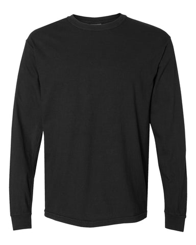Comfort Colors 6014 - Unisex Garment-Dyed Heavyweight Long Sleeve T-Shirt - Black - Front