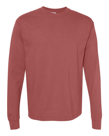 Comfort Colors 6014 - Unisex Garment-Dyed Heavyweight Long Sleeve T-Shirt - Brick - Front