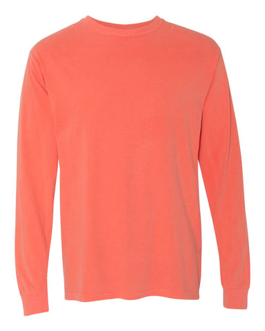 Comfort Colors 6014 - Unisex Garment-Dyed Heavyweight Long Sleeve T-Shirt - Bright Salmon - Front