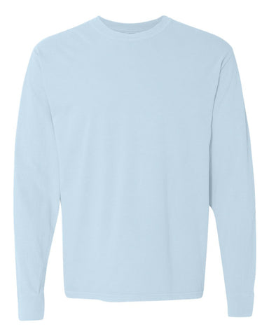 Comfort Colors 6014 - Unisex Garment-Dyed Heavyweight Long Sleeve T-Shirt - Chambray - Front