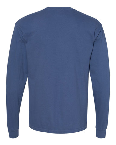 Comfort Colors 6014 - Unisex Garment-Dyed Heavyweight Long Sleeve T-Shirt - China Blue - Back