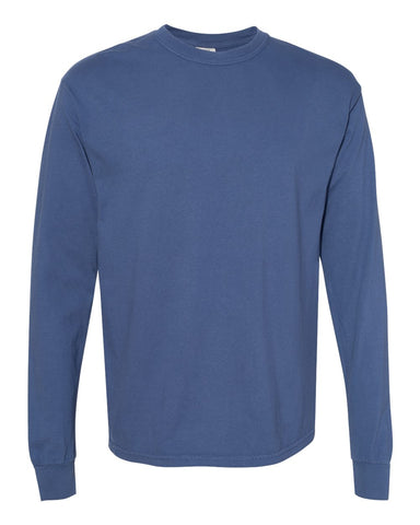 Comfort Colors 6014 - Unisex Garment-Dyed Heavyweight Long Sleeve T-Shirt - China Blue - Front