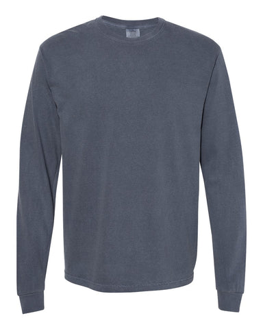 Comfort Colors 6014 - Unisex Garment-Dyed Heavyweight Long Sleeve T-Shirt - Denim - Front