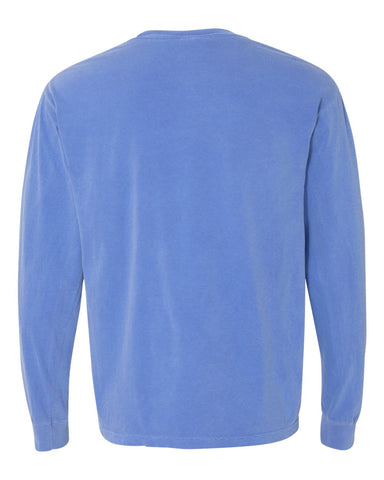 Comfort Colors 6014 - Unisex Garment-Dyed Heavyweight Long Sleeve T-Shirt - Flo Blue - Back
