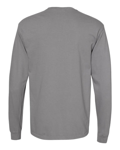 Comfort Colors 6014 - Unisex Garment-Dyed Heavyweight Long Sleeve T-Shirt - Granite - Back
