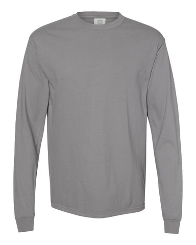 Comfort Colors 6014 - Unisex Garment-Dyed Heavyweight Long Sleeve T-Shirt - Granite - Front