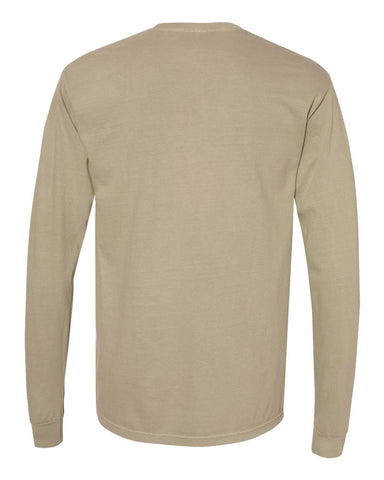 Comfort Colors 6014 - Unisex Garment-Dyed Heavyweight Long Sleeve T-Shirt - Khaki - Back