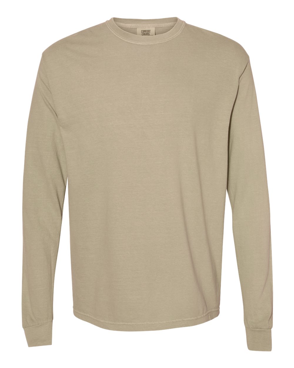Comfort Colors 6014 - Unisex Garment-Dyed Heavyweight Long Sleeve T-Shirt - Khaki - Front