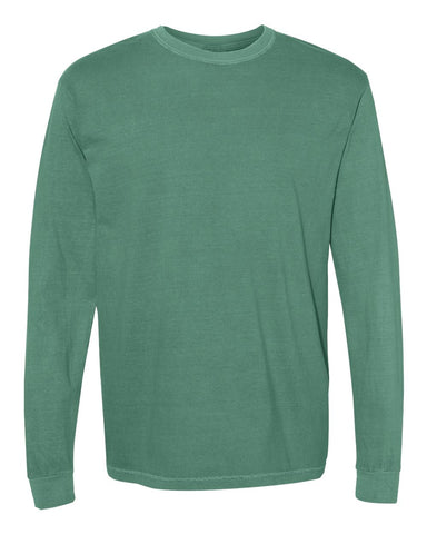 Comfort Colors 6014 - Unisex Garment-Dyed Heavyweight Long Sleeve T-Shirt - Light Green - Front