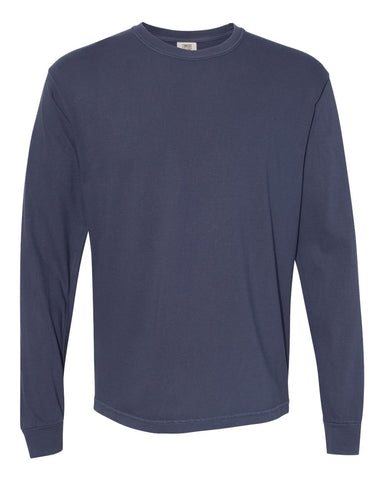 Comfort Colors 6014 - Unisex Garment-Dyed Heavyweight Long Sleeve T-Shirt - Navy - Front