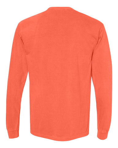 Comfort Colors 6014 - Unisex Garment-Dyed Heavyweight Long Sleeve T-Shirt - Neon Red Orange - Back