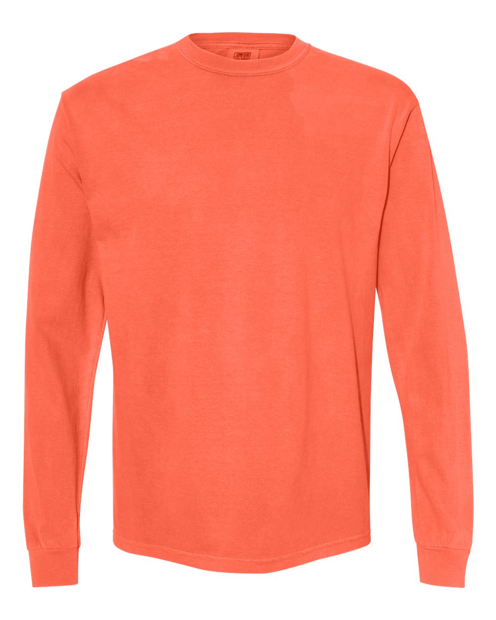 Comfort Colors 6014 - Unisex Garment-Dyed Heavyweight Long Sleeve T-Shirt - Neon Red Orange - Front