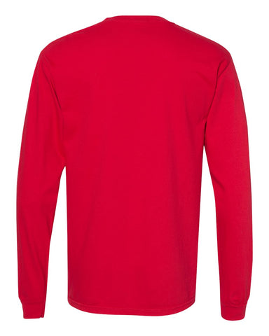 Comfort Colors 6014 - Unisex Garment-Dyed Heavyweight Long Sleeve T-Shirt - Red - Back