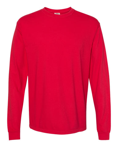Comfort Colors 6014 - Unisex Garment-Dyed Heavyweight Long Sleeve T-Shirt - Red - Front
