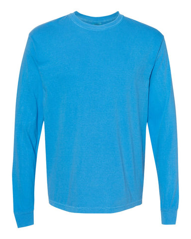 Comfort Colors 6014 - Unisex Garment-Dyed Heavyweight Long Sleeve T-Shirt - Royal Caribe - Front
