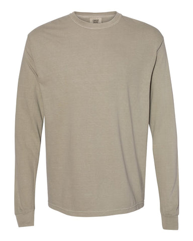 Comfort Colors 6014 - Unisex Garment-Dyed Heavyweight Long Sleeve T-Shirt - Sandstone - Front