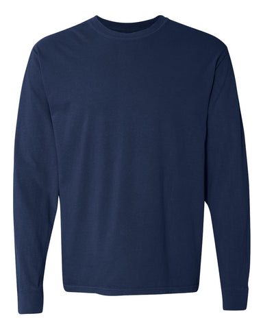 Comfort Colors 6014 - Unisex Garment-Dyed Heavyweight Long Sleeve T-Shirt - True Navy - Front