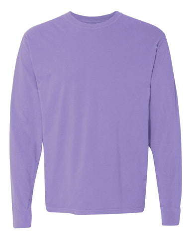Comfort Colors 6014 - Unisex Garment-Dyed Heavyweight Long Sleeve T-Shirt - Violet - Front