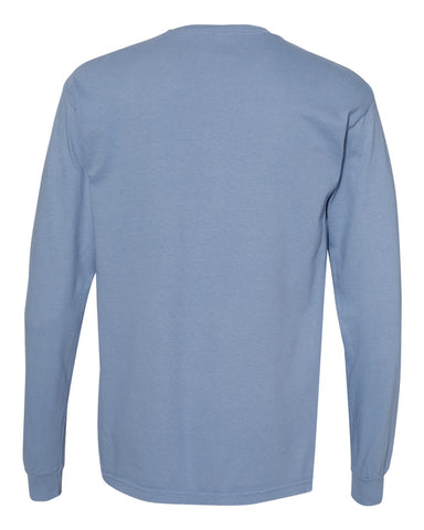 Comfort Colors 6014 - Unisex Garment-Dyed Heavyweight Long Sleeve T-Shirt - Washed Denim - Back