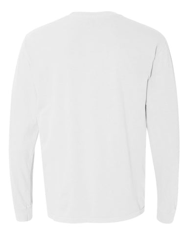 Comfort Colors 6014 - Unisex Garment-Dyed Heavyweight Long Sleeve T-Shirt - White - Back