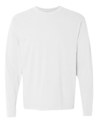 Comfort Colors 6014 - Unisex Garment-Dyed Heavyweight Long Sleeve T-Shirt - White - Front
