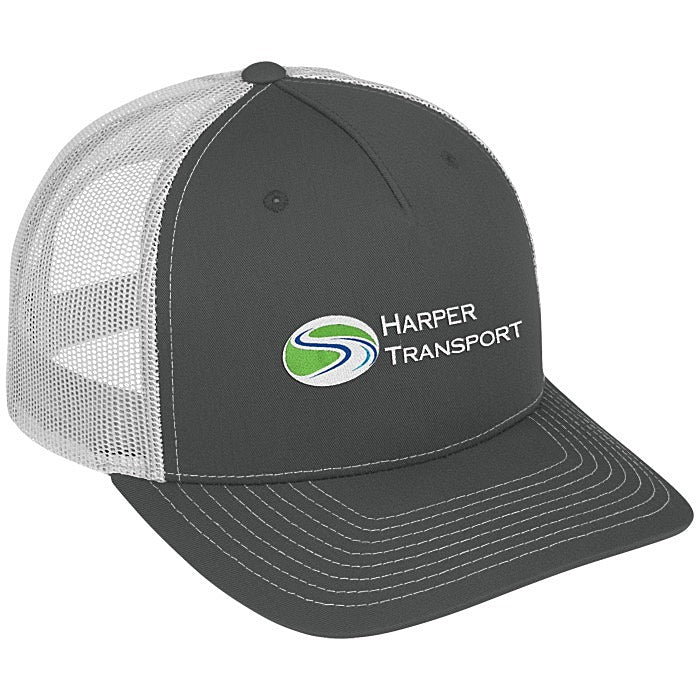 Richardson Five Panel Snapback Trucker Cap - Charcoal / White